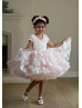 Pink Lace Tulle Pearl Embellished Tutu Flower Girl Dress